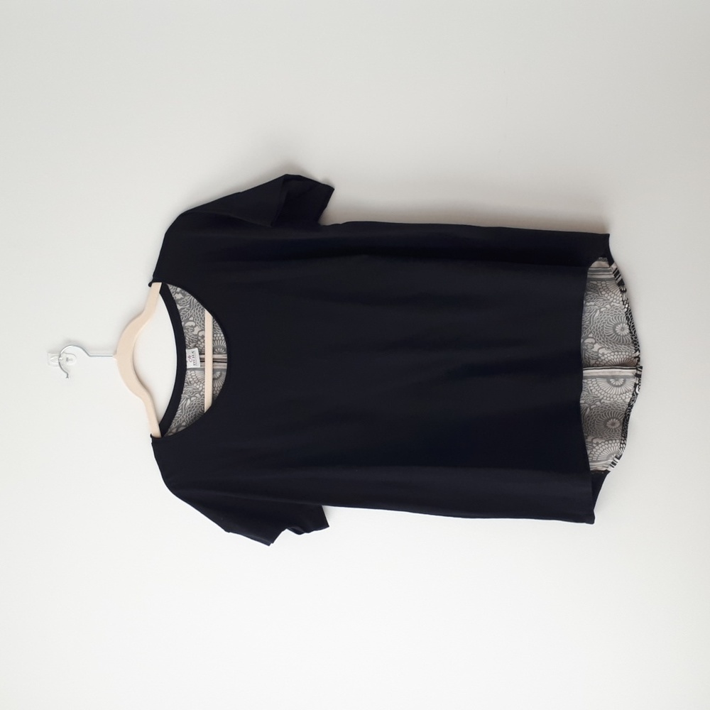 Black Short Sleeve T-Shirt with Sheer Accents